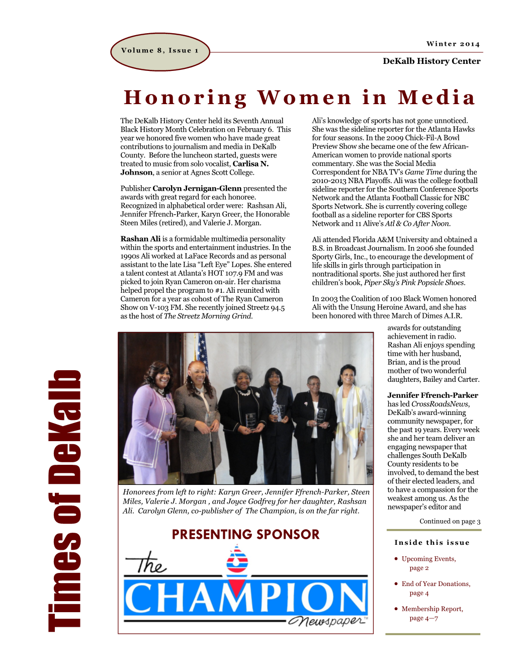 Winter 2014 Newsletter