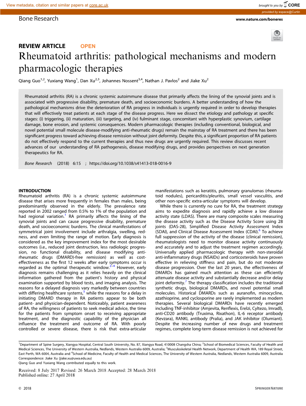 Pathological Mechanisms and Modern Pharmacologic Therapies