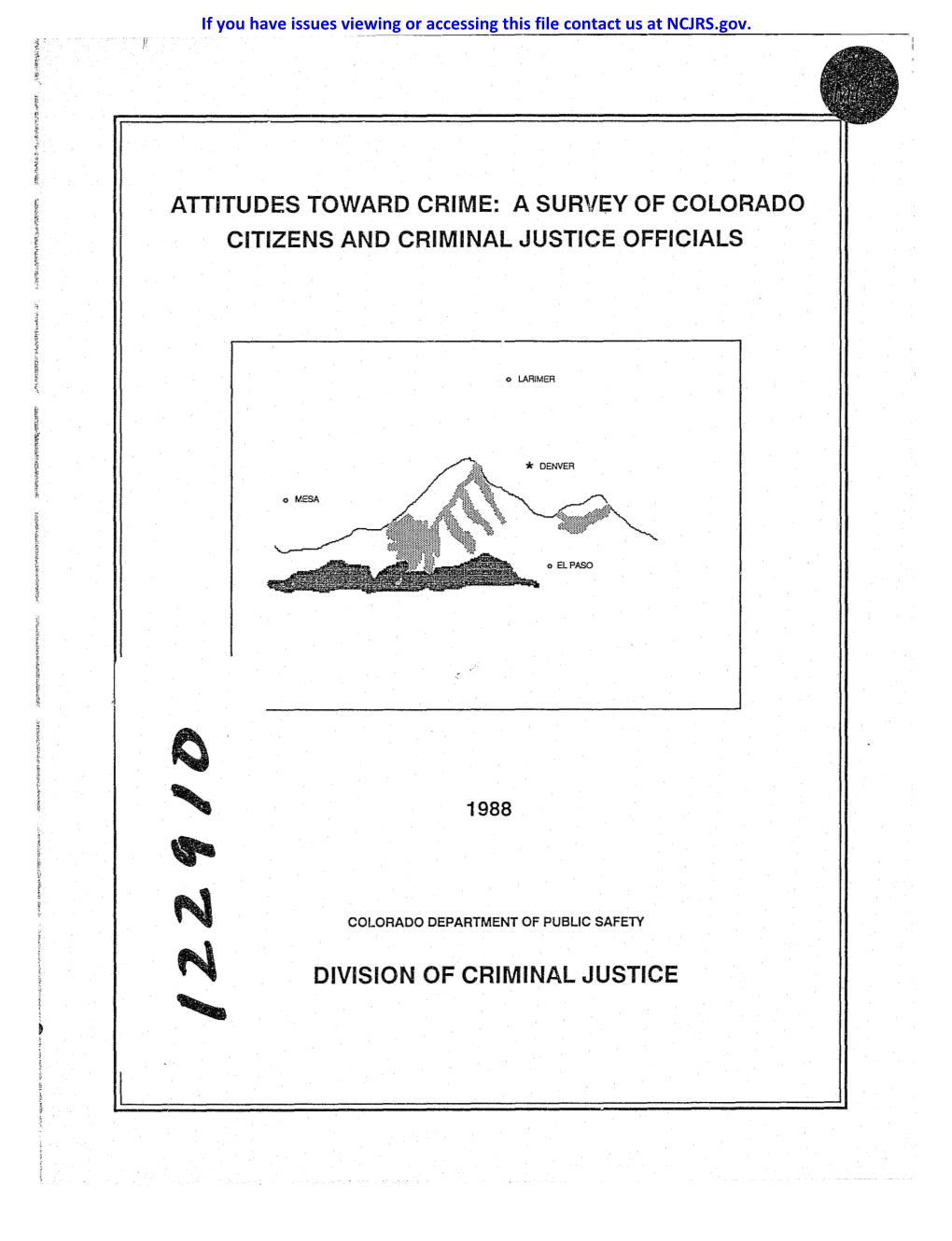 Attitudes Toward Crime: a Survey of Colorado .~ 