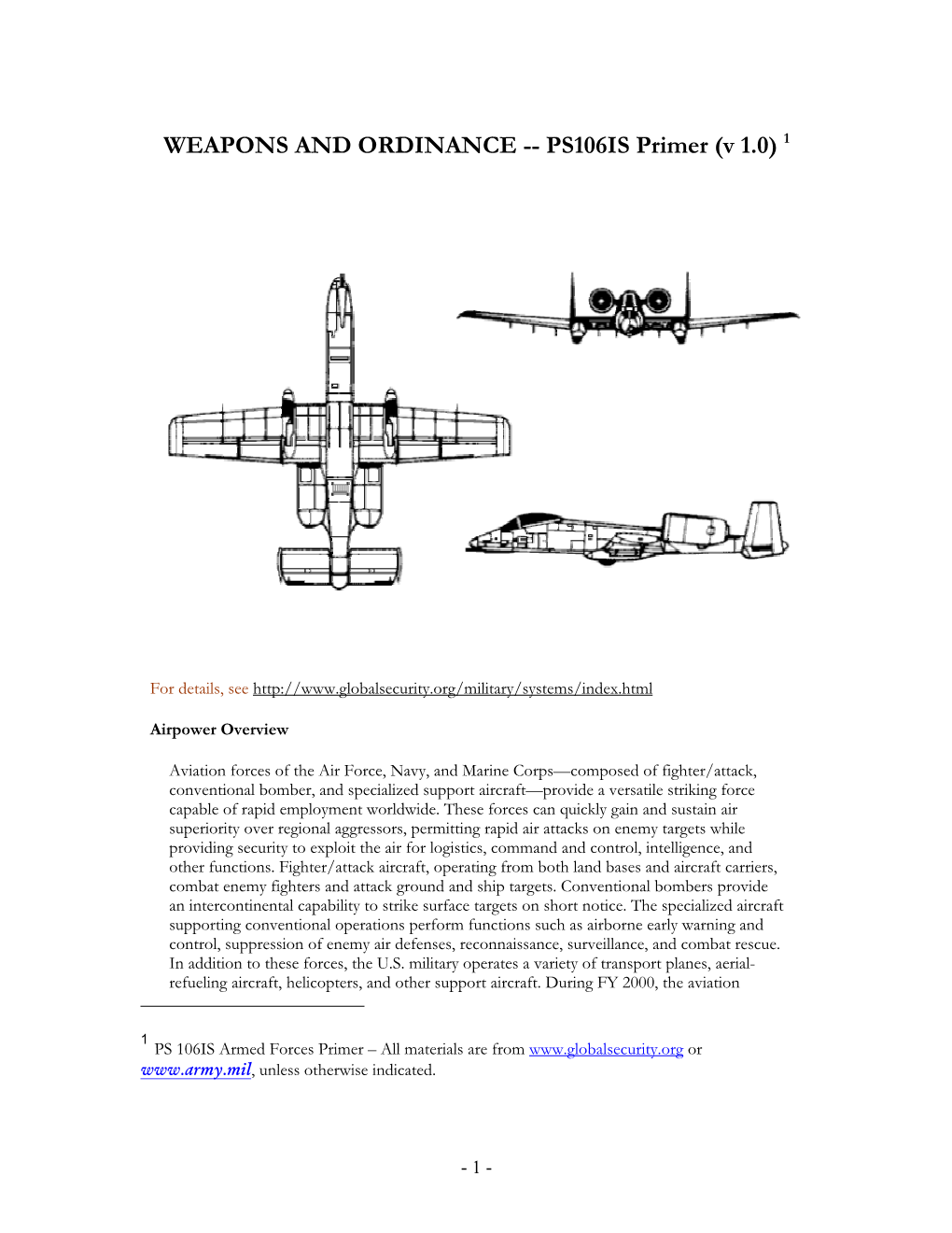 WEAPONS and ORDINANCE -- PS106IS Primer (V 1.0) 1