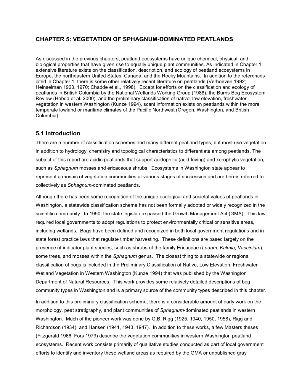 Chapter 5: Vegetation of Sphagnum-Dominated Peatlands