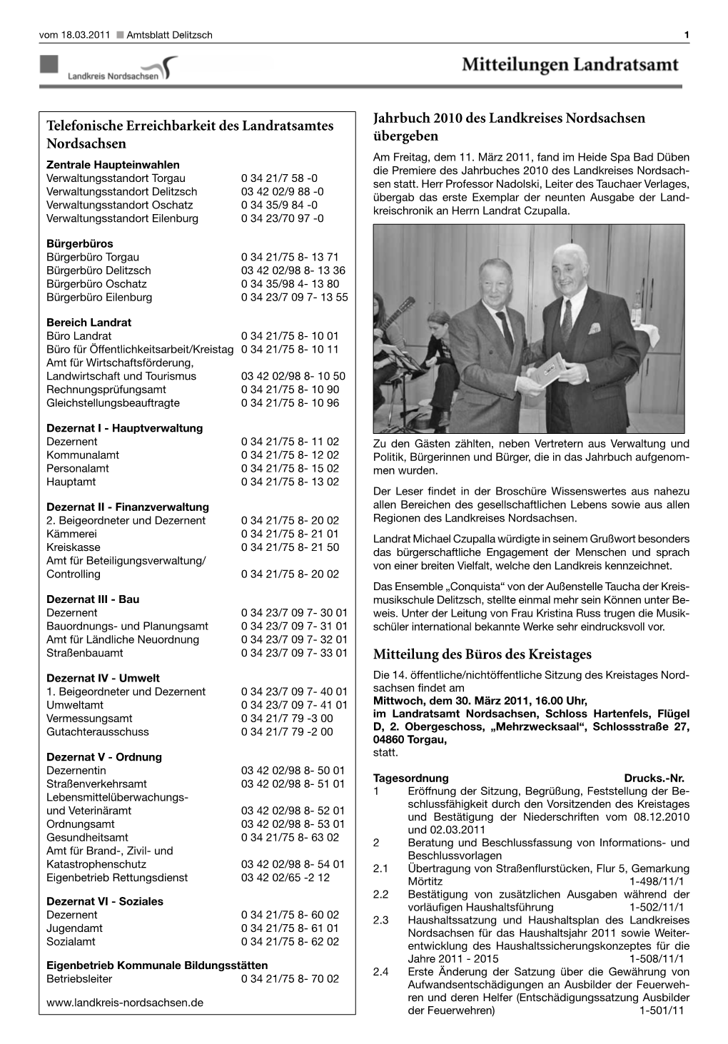 Jahrbuch 2010 Des Landkreises Nordsachsen Übergeben