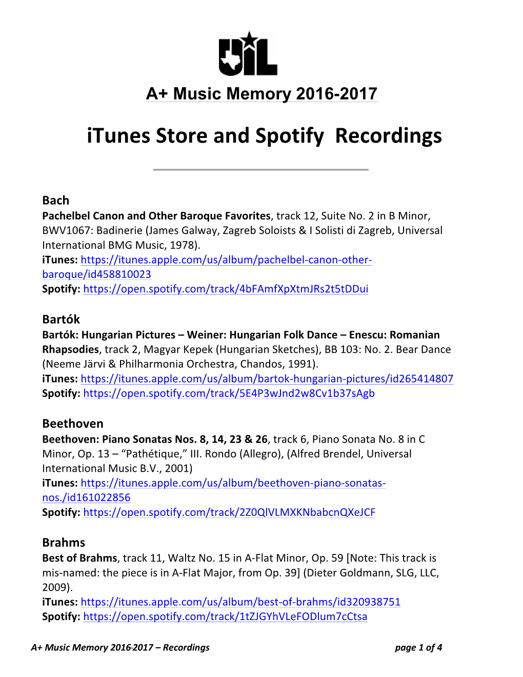 Itunes Store and Spotify Recordings