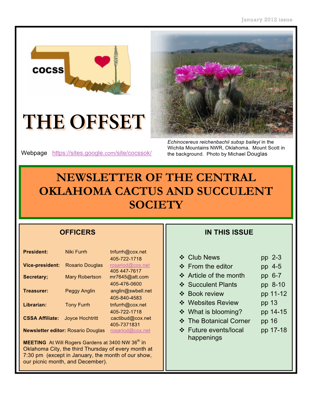 January 2012 Newsletter