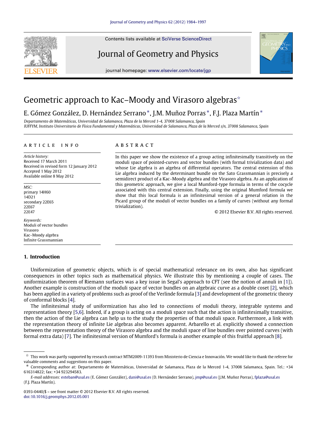 Geometric Approach to Kac–Moody and Virasoro Algebras