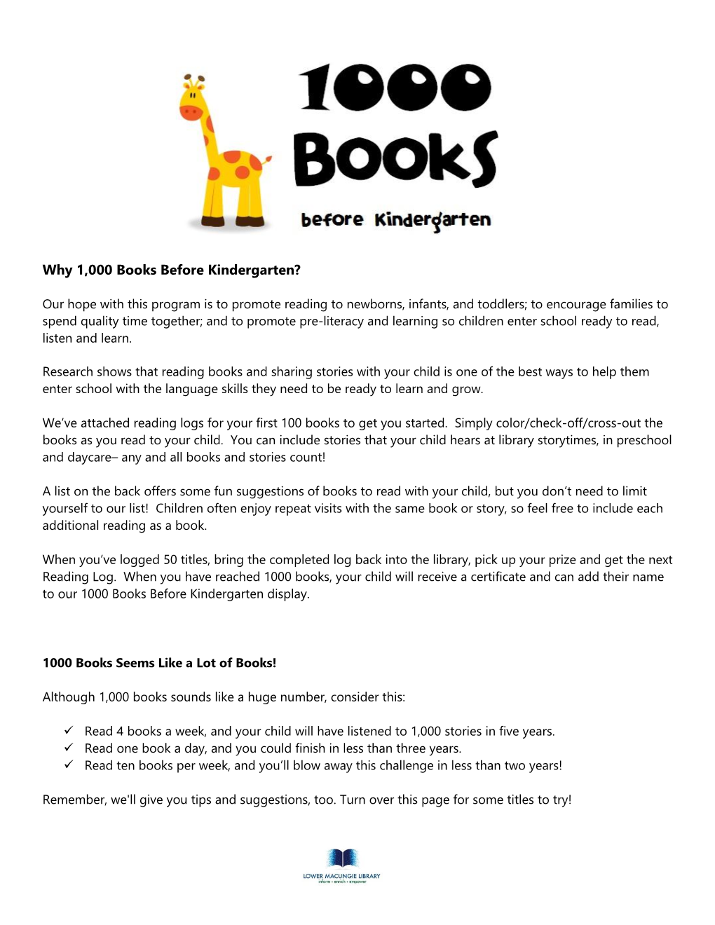 Why 1,000 Books Before Kindergarten?