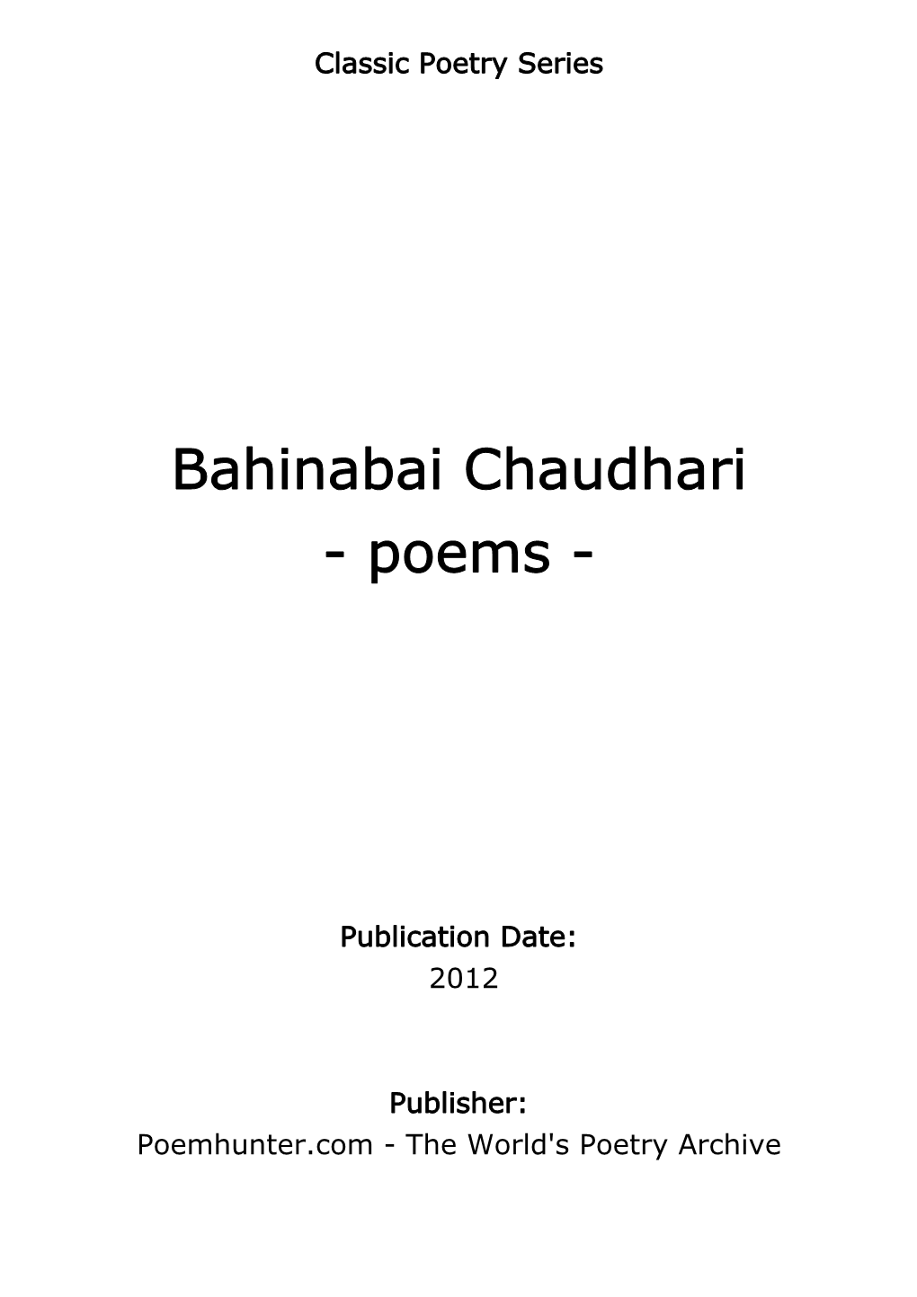 Bahinabai Chaudhari - Poems