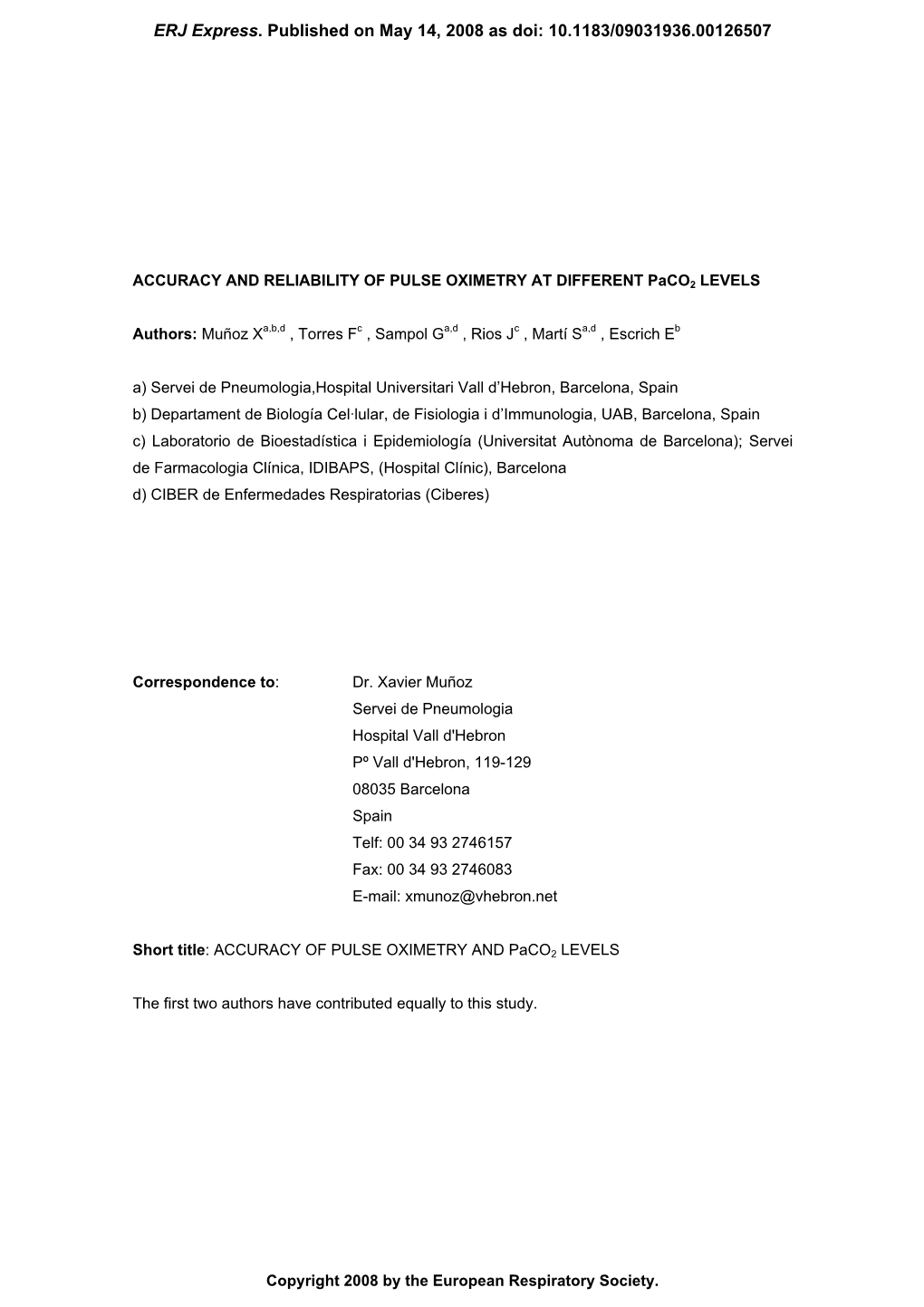 Published on May 14, 2008 As Doi: 10.1183/09031936.00126507 ERJ