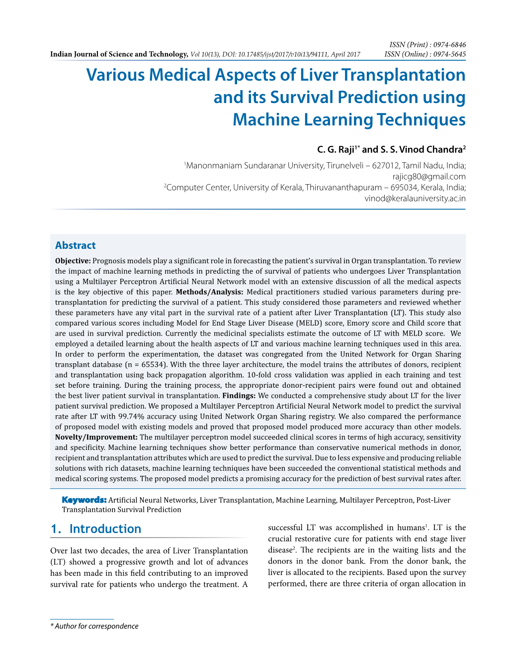 Various Medical Aspects of Liver Transplantation and Its Survival Prediction Using Machine Learning Techniques