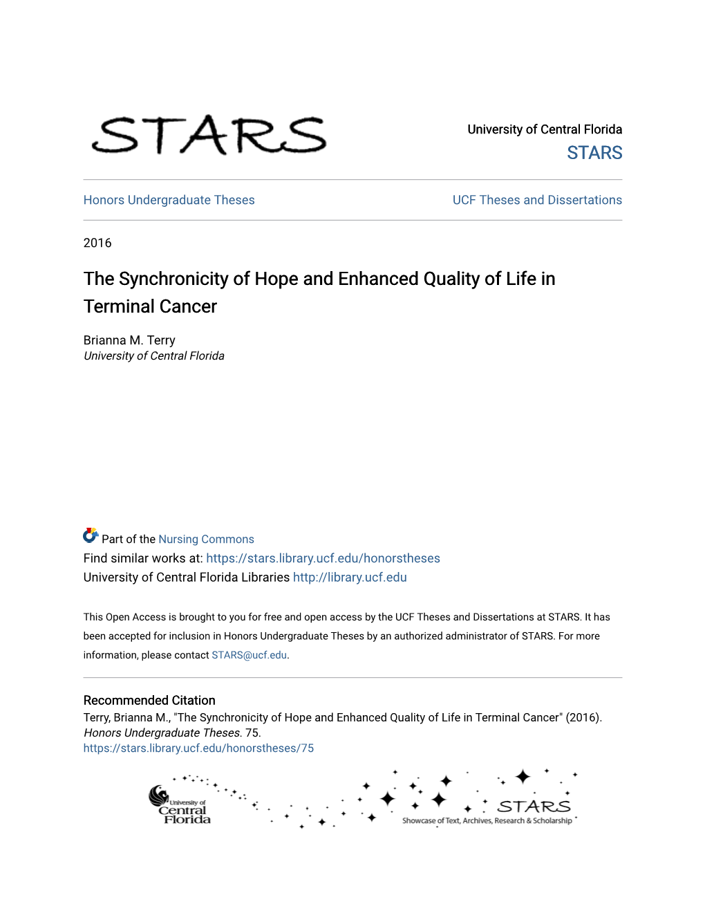 The Synchronicity of Hope and Enhanced Quality of Life in Terminal Cancer