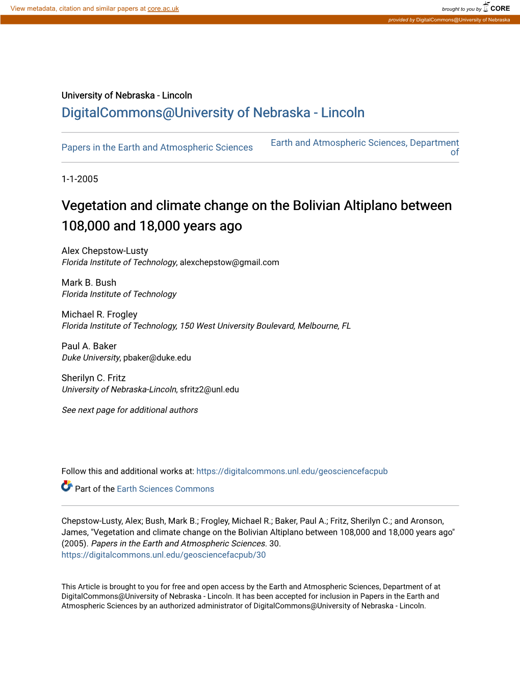 Vegetation and Climate Change on the Bolivian Altiplano Between 108,000 and 18,000 Years Ago