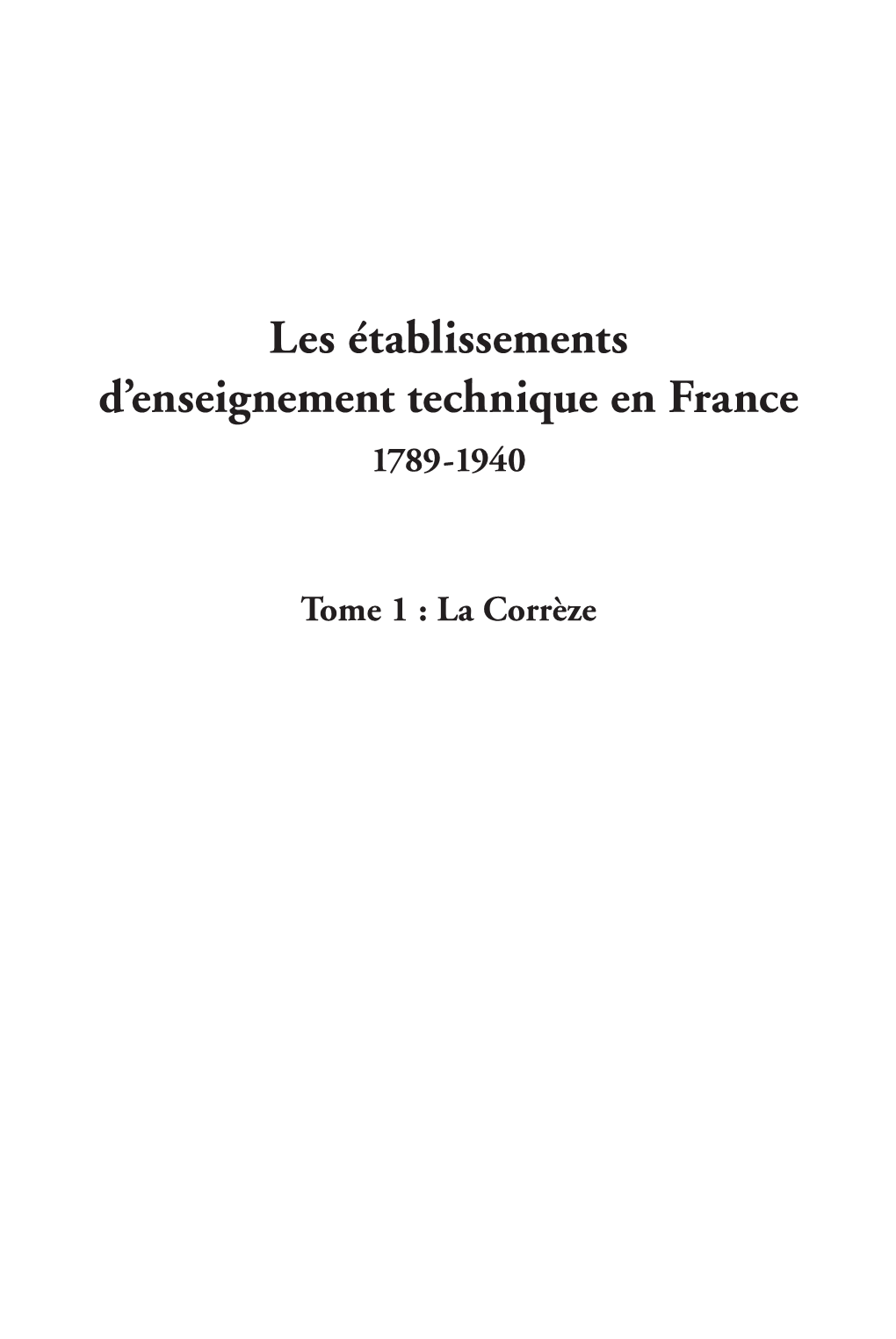 Les Établissements D'enseignement Technique En France