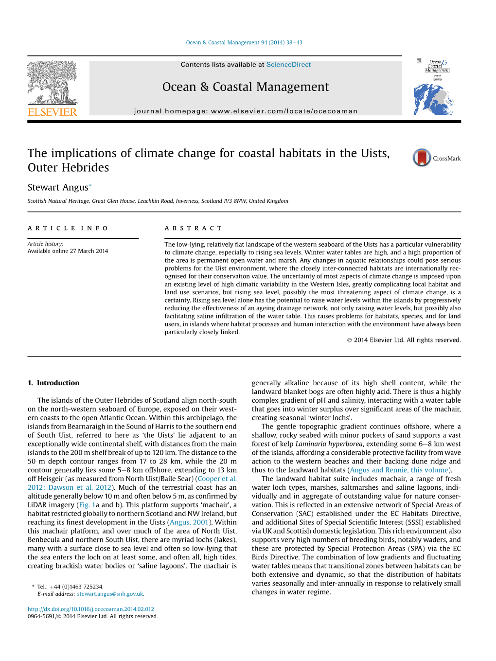 The Implications of Climate Change for Coastal Habitats in the Uists, Outer Hebrides