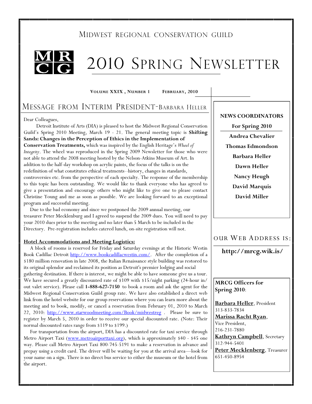 2010 Spring Newsletter