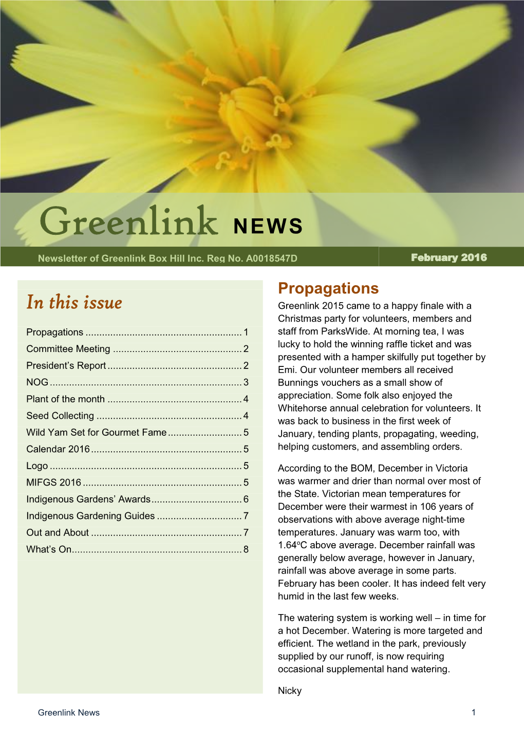 February 2016 Greenlink Newsletter
