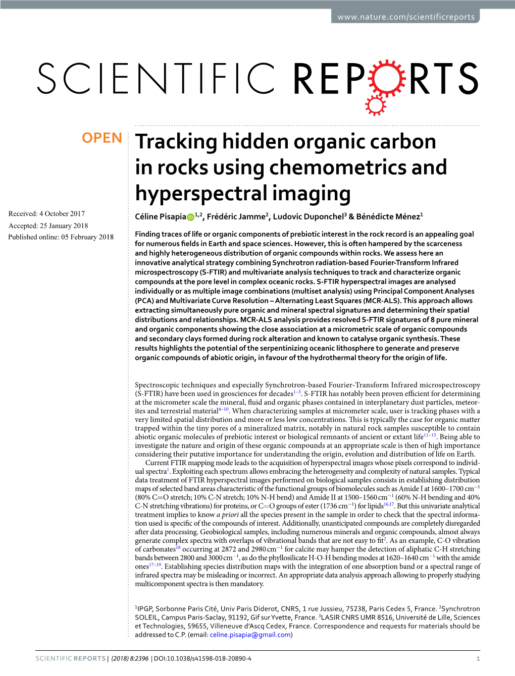Tracking Hidden Organic Carbon in Rocks Using Chemometrics And