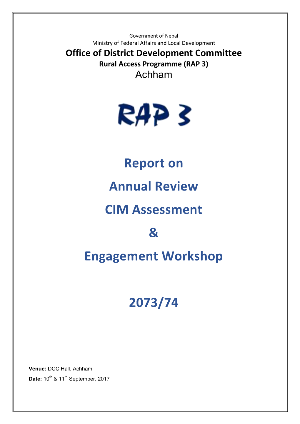 Report on Annual Review CIM Assessment & Engagement