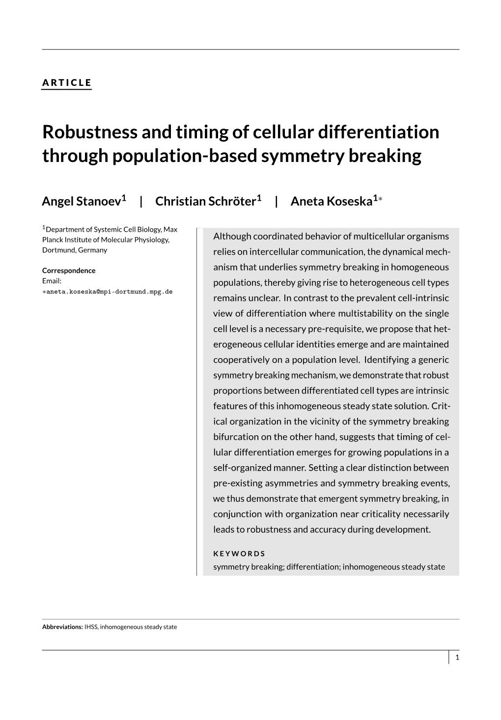 Robustness and Timing of Cellular Differentiation Through Population-Based Symmetry Breaking