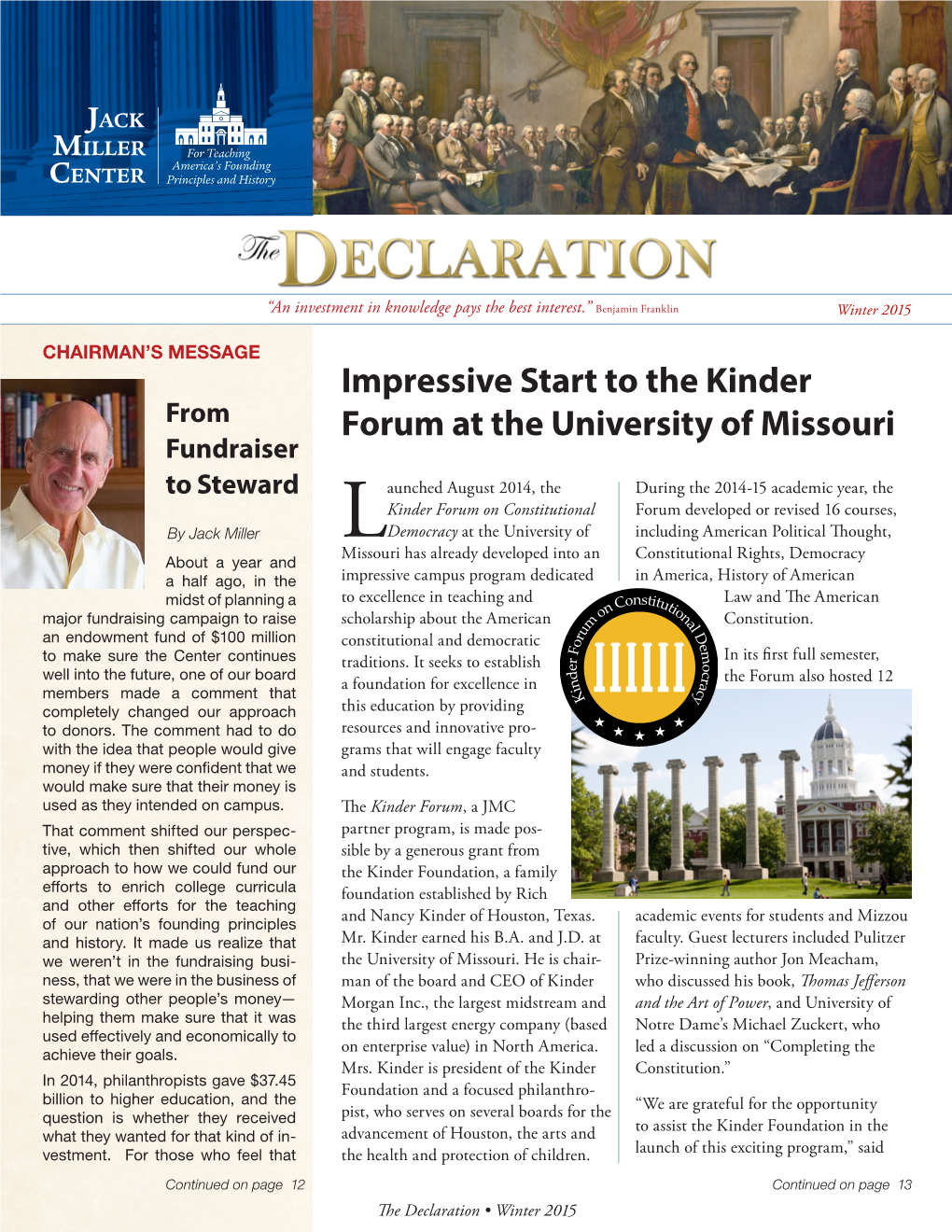 Impressive Start to the Kinder Forum at the University of Missouri