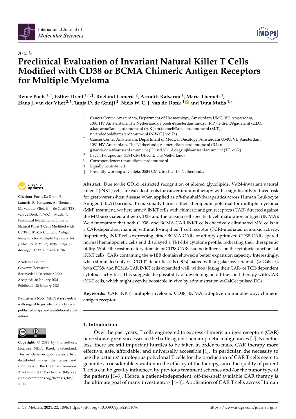 Preclinical Evaluation of Invariant Natural Killer T Cells Modified With