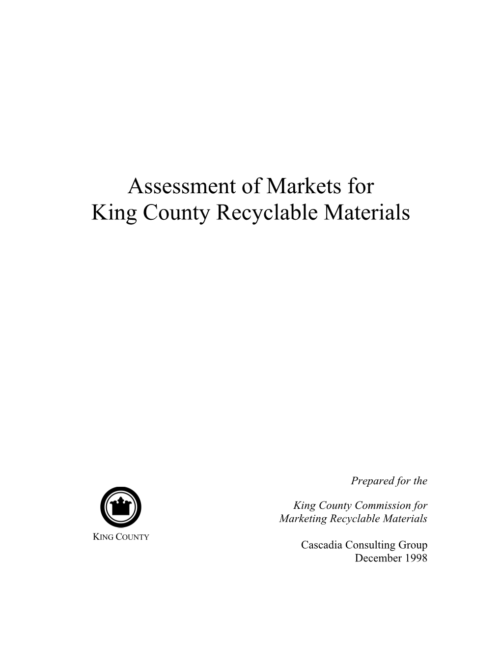 Assessment of Markets for King County Recyclable Materials