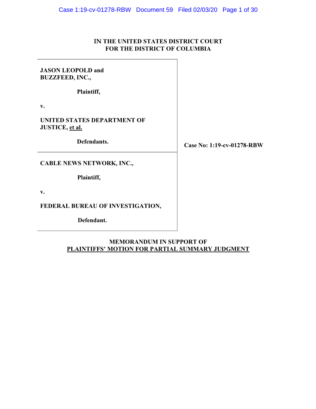 Memorandum ISO Plaintiffs' MPSJ