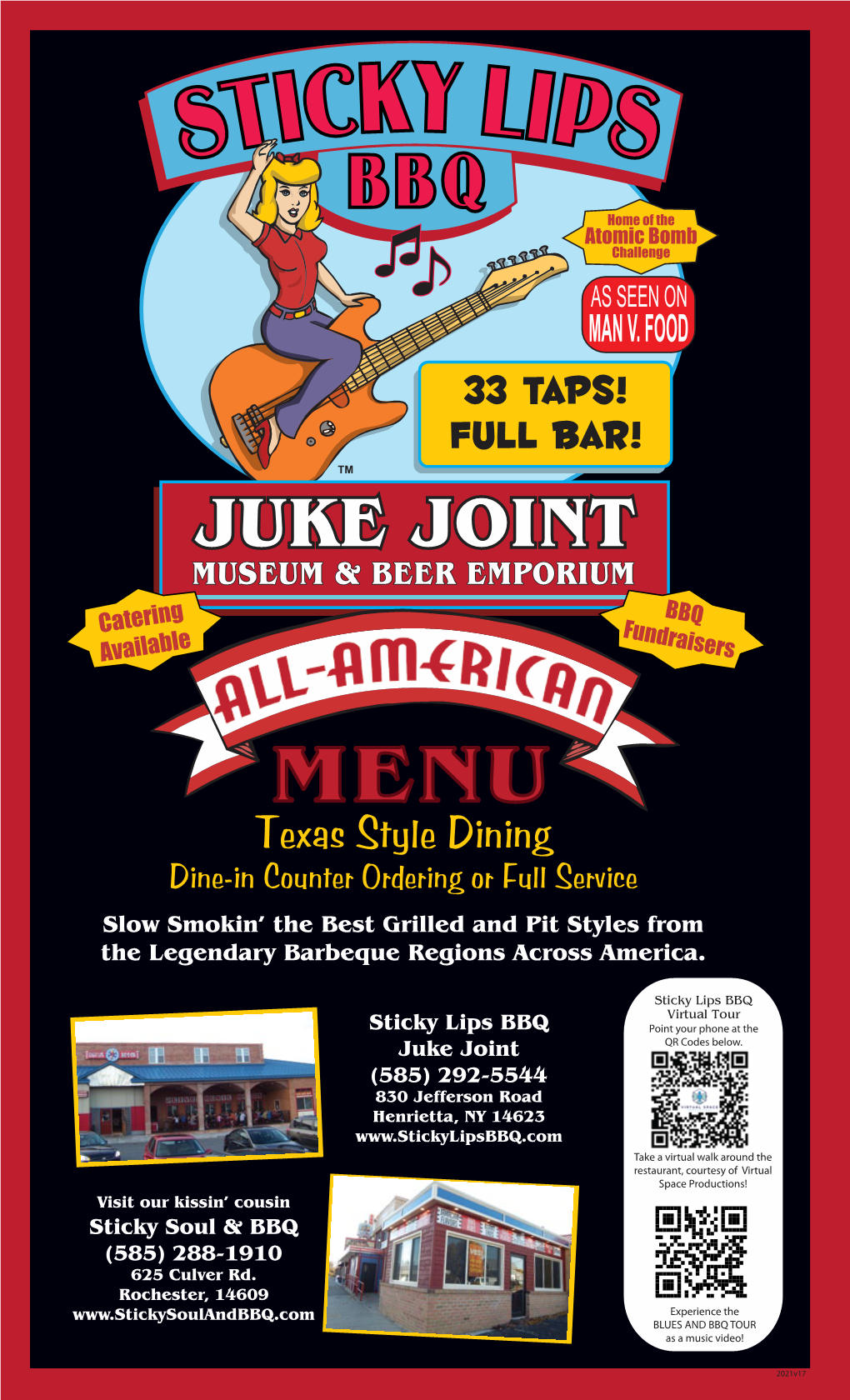 Sticky Lips BBQ Virtual Tour Sticky Lips BBQ Point Your Phone at the Juke Joint QR Codes Below