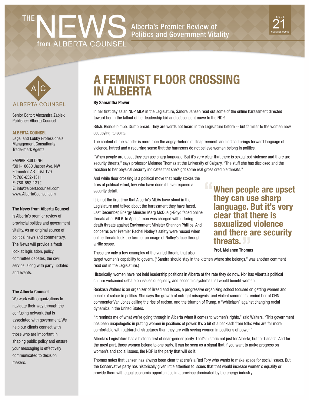 Alberta Counsel Newsletter Issue 21 Pages1-2