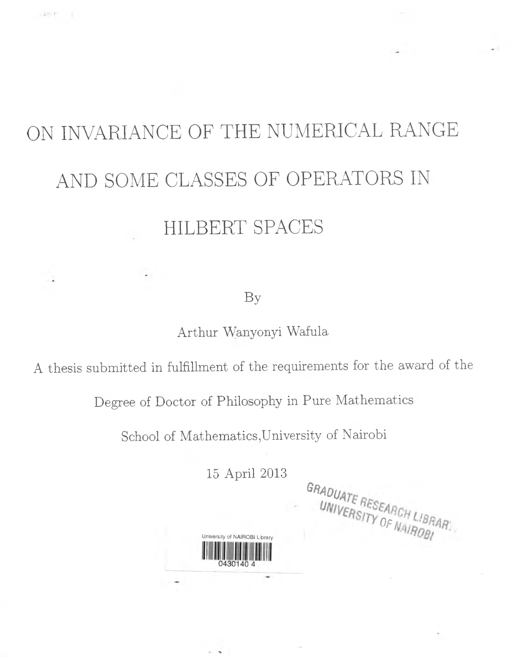 On Invariance of the Numerical Range and Some Classes of Operators In