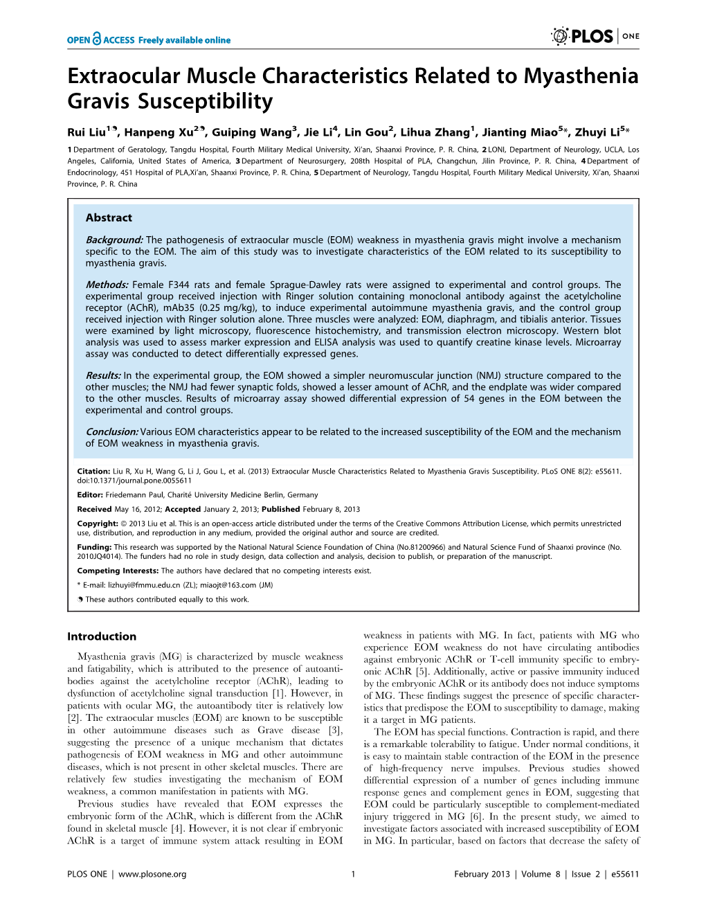 Extraocular Muscle Characteristics Related to Myasthenia Gravis Susceptibility