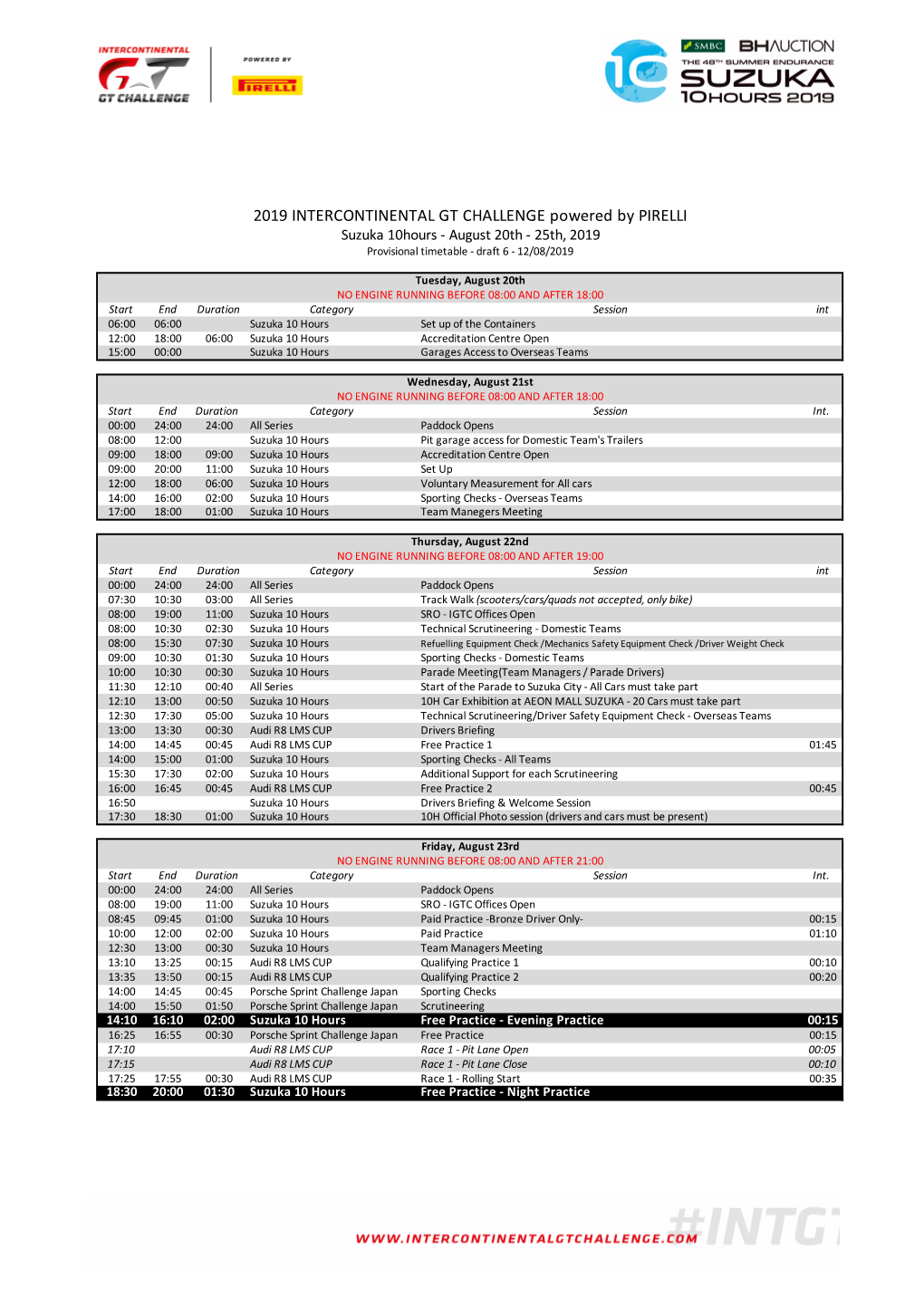 2019 IGTC Suzuka 10Hours