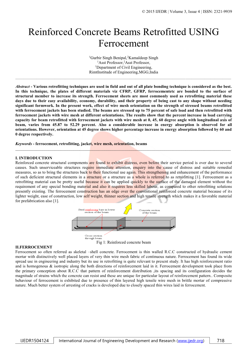 Reinforced Concrete Beams Retrofitted USING Ferrocement