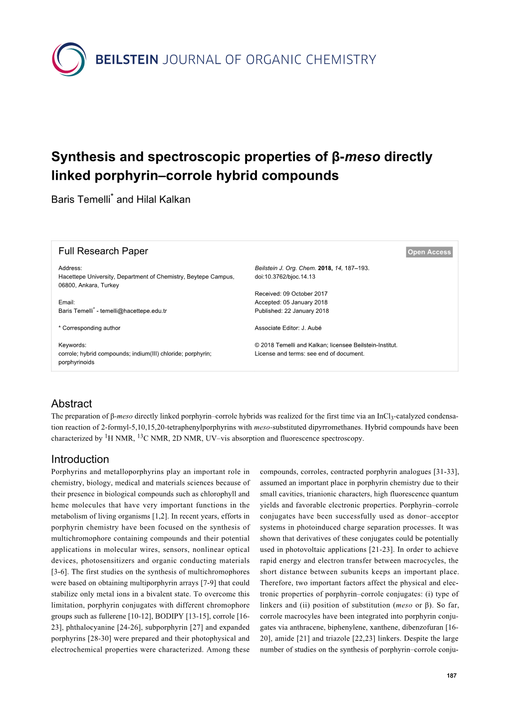 Synthesis and Spectroscopic Properties of Β-Meso Directly Linked Porphyrin–Corrole Hybrid Compounds