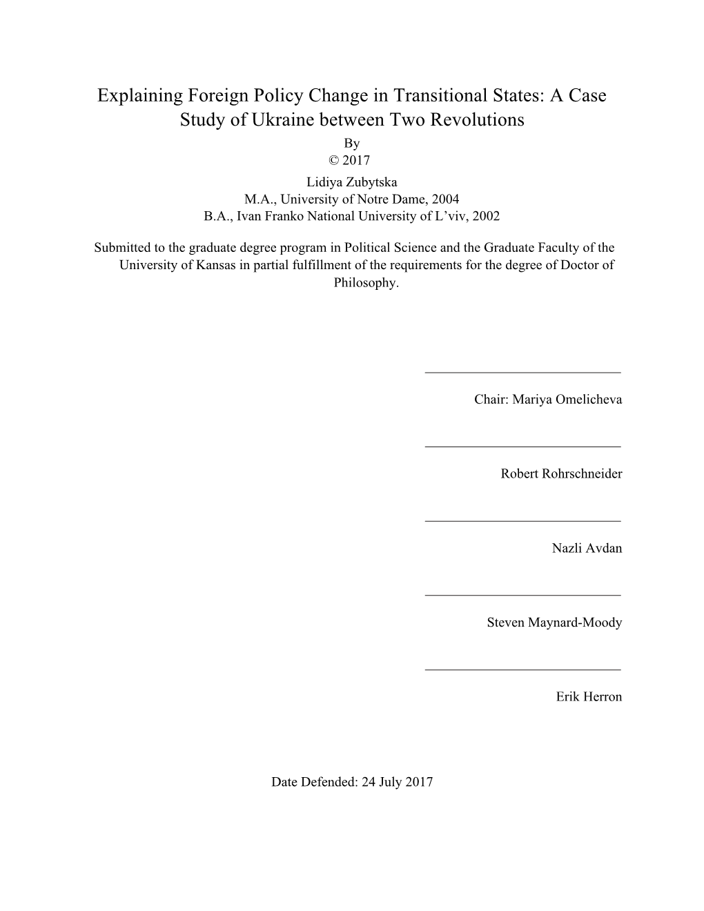 Explaining Foreign Policy Change in Transitional States