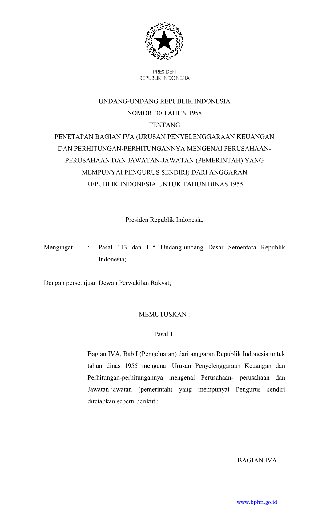 Undang-Undang Republik Indonesia Nomor 30 Tahun