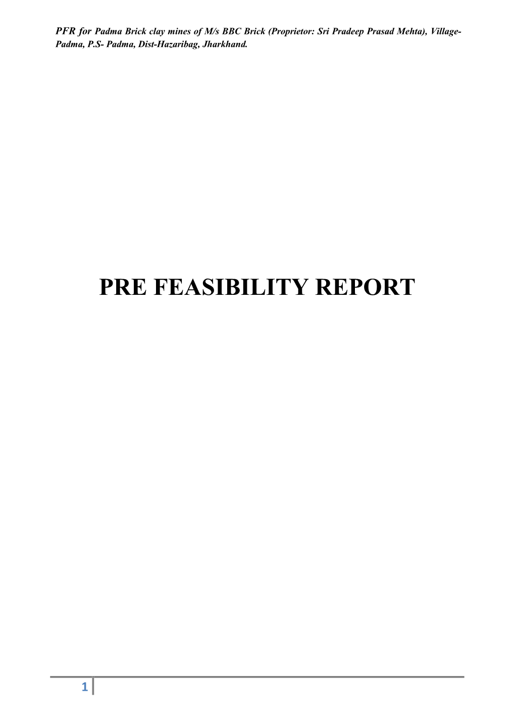 Pre Feasibility Report