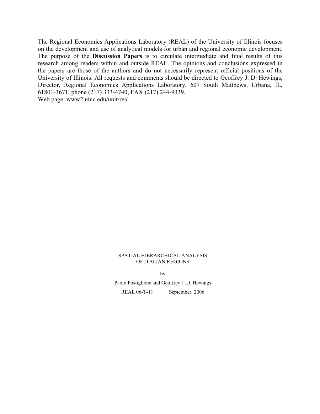 Spatial Hierarchical Analysis of Italian Regions