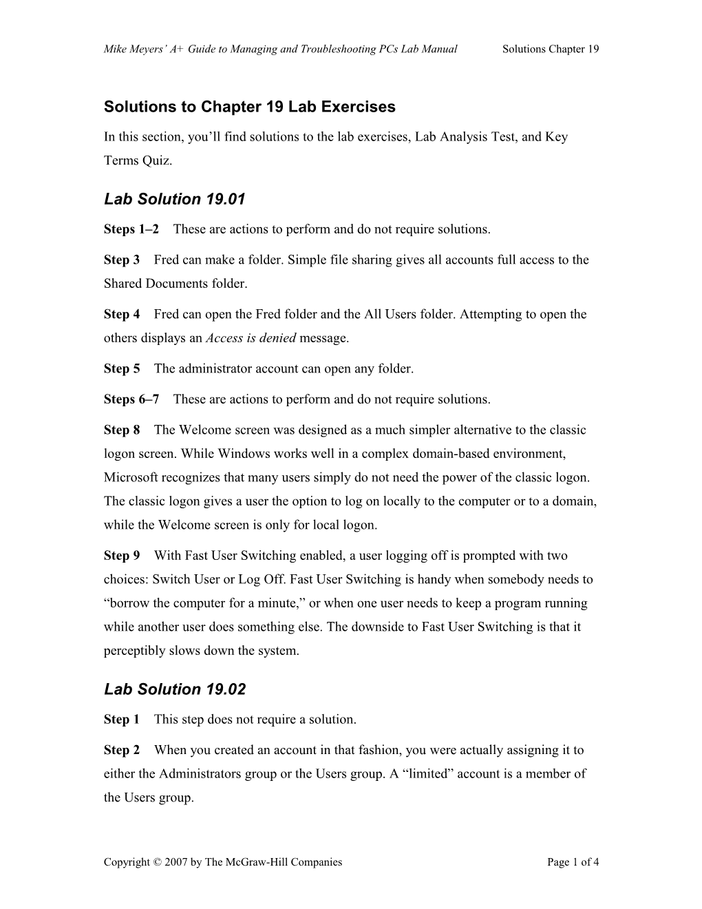 Solutions to Chapter 4 Lab Exercises