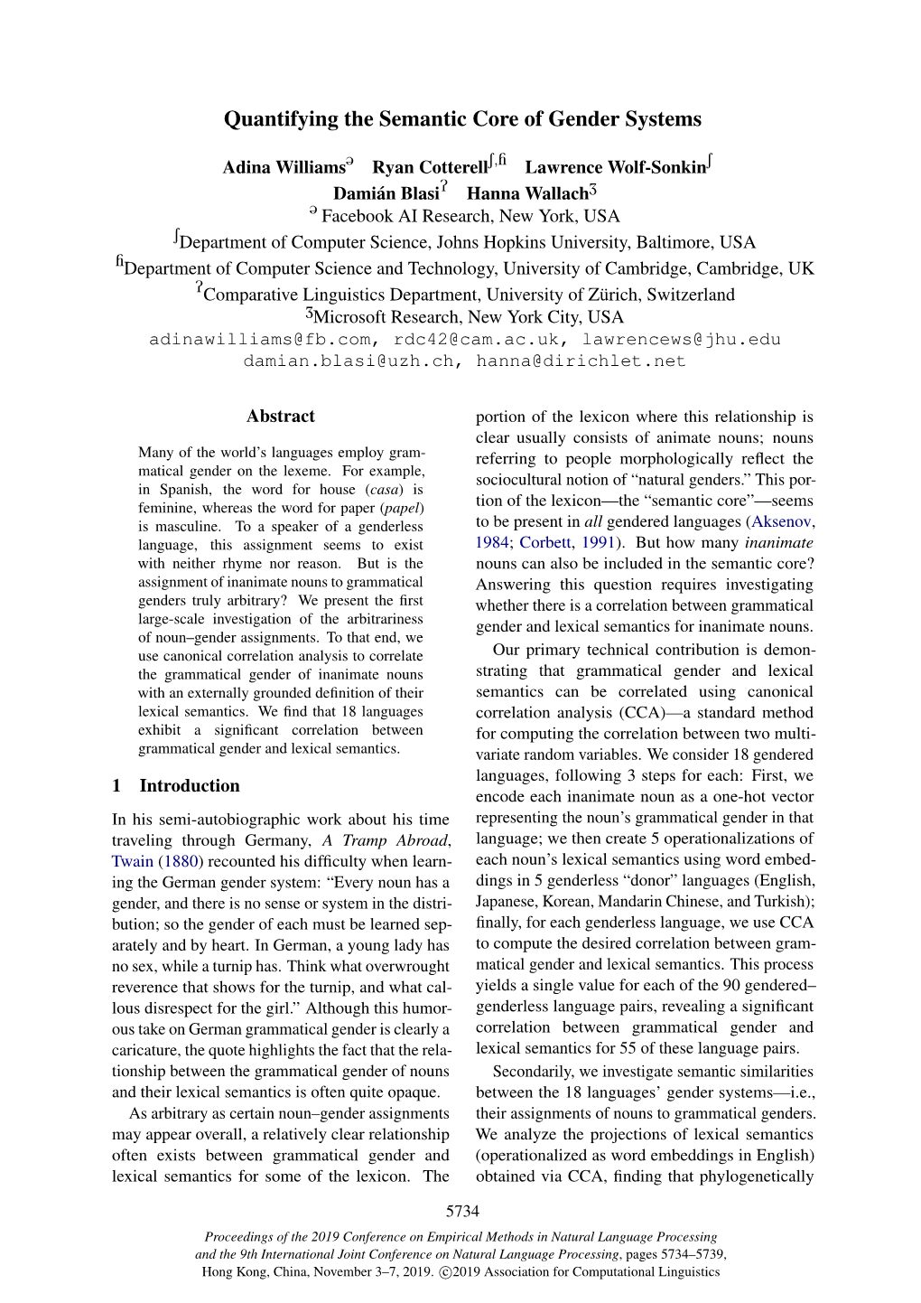 Quantifying the Semantic Core of Gender Systems