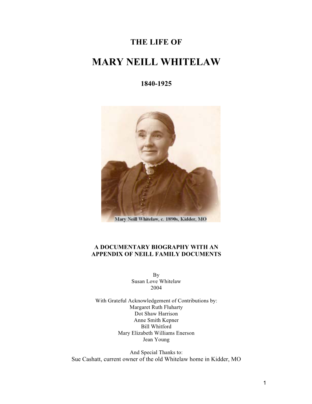 Mary Neill Whitelaw (1840-1925) Biography