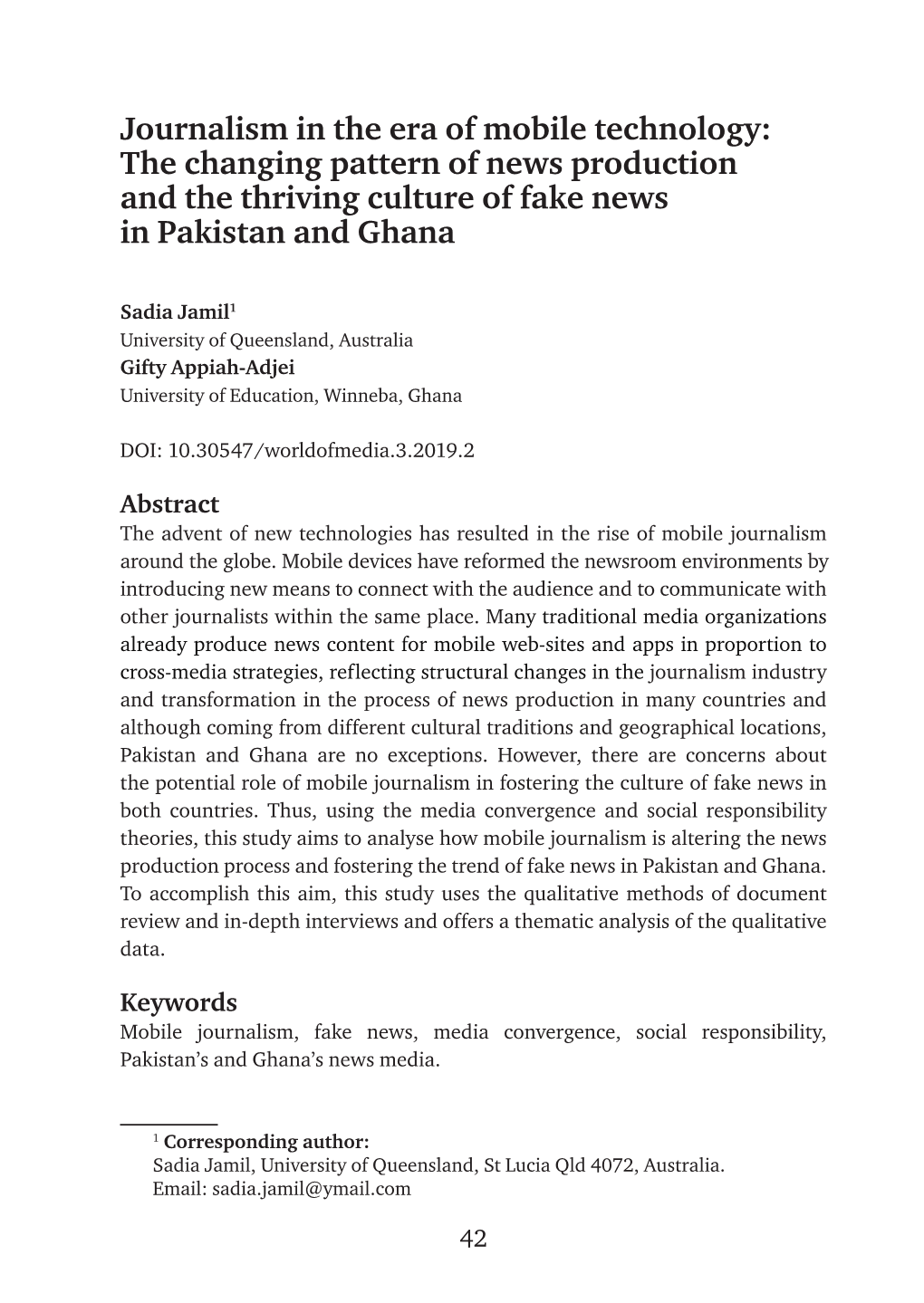 Journalism in the Era of Mobile Technology: the Changing Pattern of News Production and the Thriving Culture of Fake News in Pakistan and Ghana