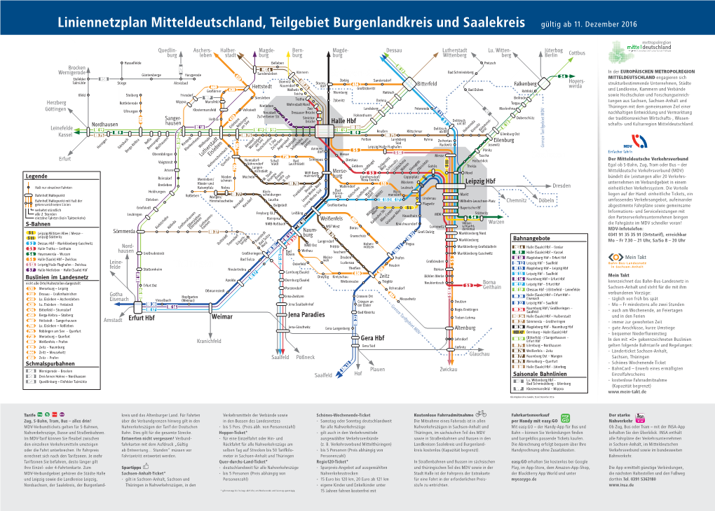 Liniennetzplan Mitteldeutschland, Teilgebiet Burgenlandkreis Und Saalekreis Gültig Ab 11