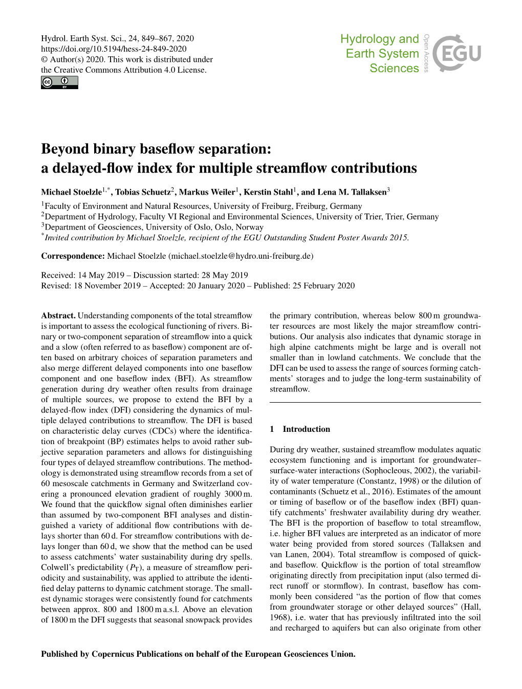 Beyond Binary Baseflow Separation: a Delayed-Flow Index for Multiple Streamflow Contributions