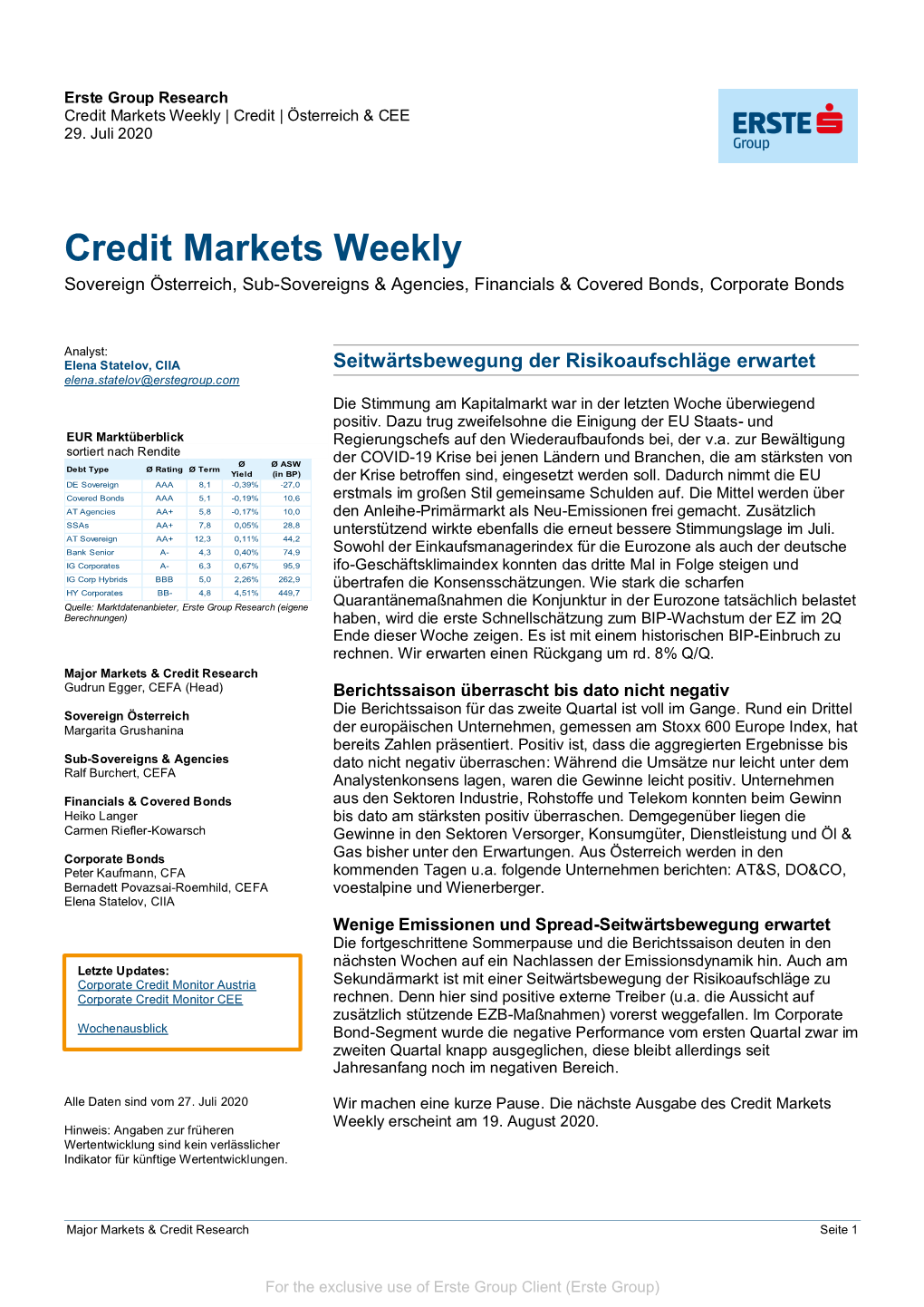 Credit Markets Weekly | Credit | Österreich & CEE 29