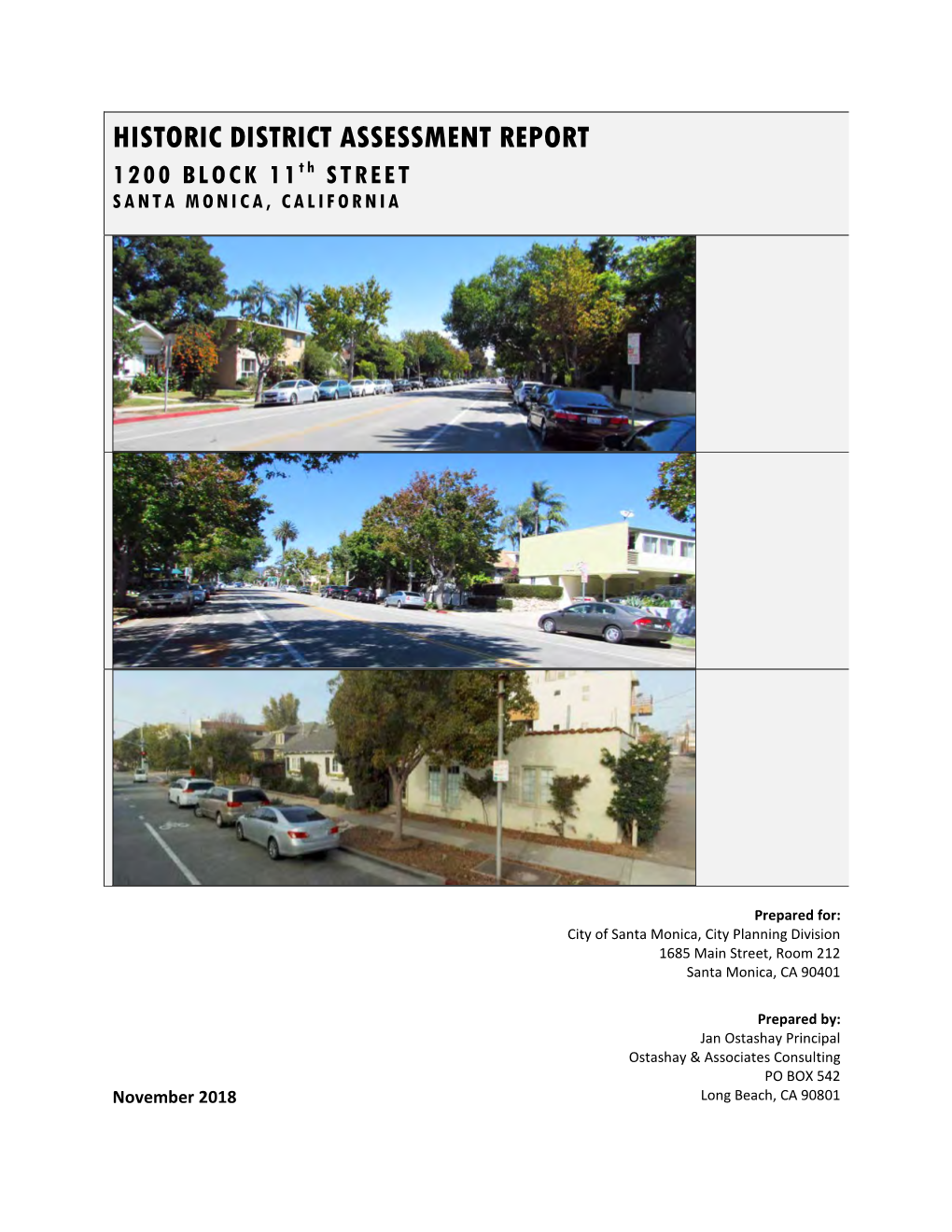 HISTORIC DISTRICT ASSESSMENT REPORT 1200 BLOCK 11Th STREET SANTA MONICA, CALIFORNIA