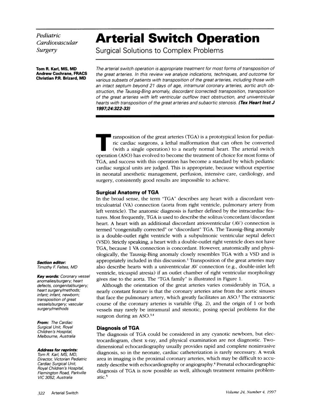 Arterial Switch Operation Surgery Surgical Solutions to Complex Problems