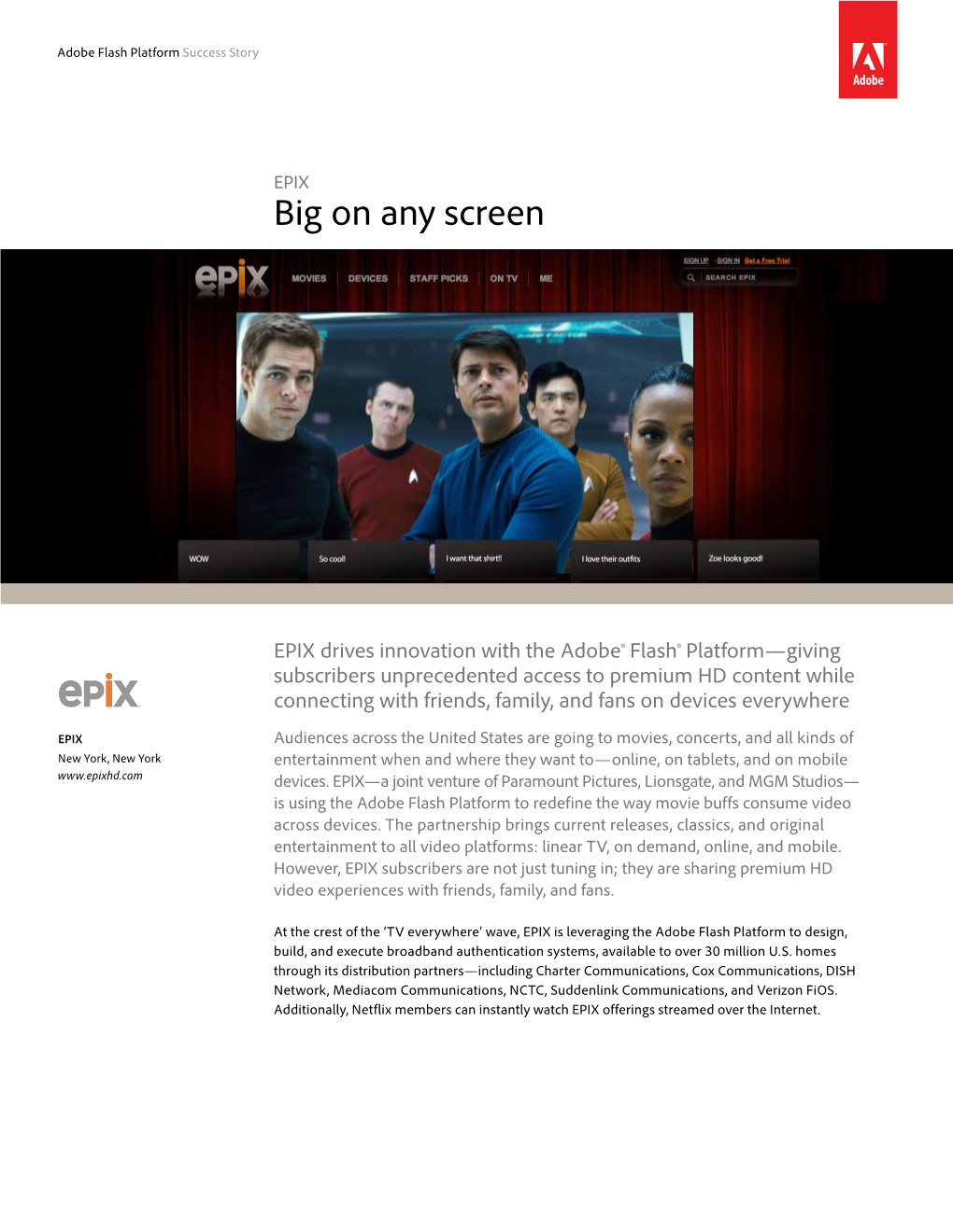 EPIX Big on Any Screen