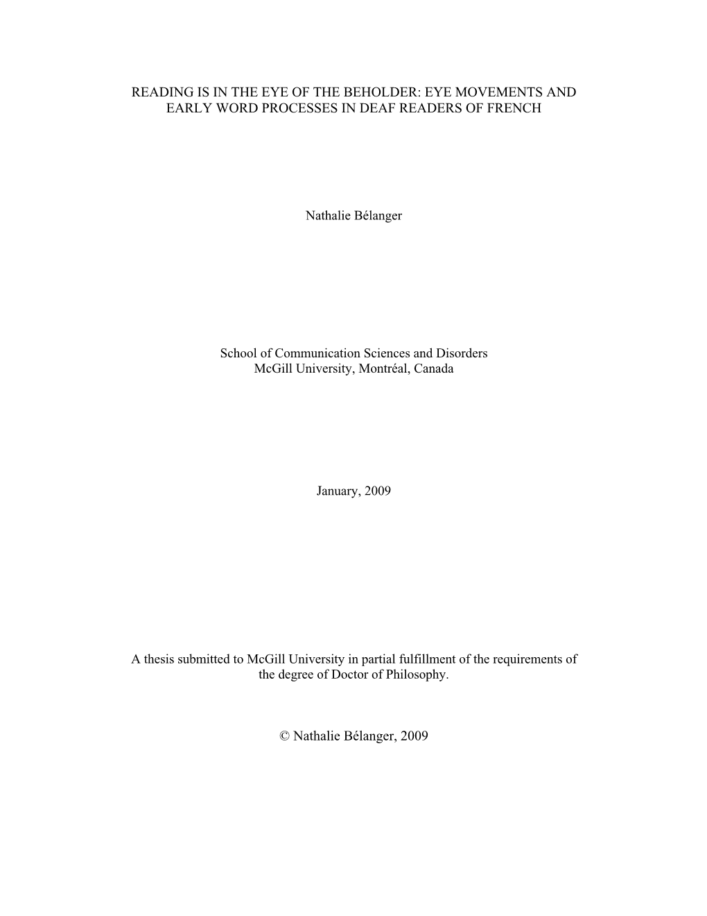 Eye Movements and Early Word Processes in Deaf Readers of French