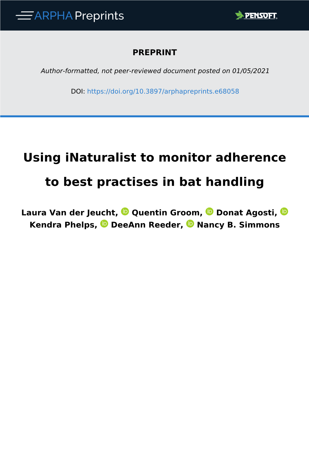 Using Inaturalist to Monitor Adherence to Best Practises in Bat Handling