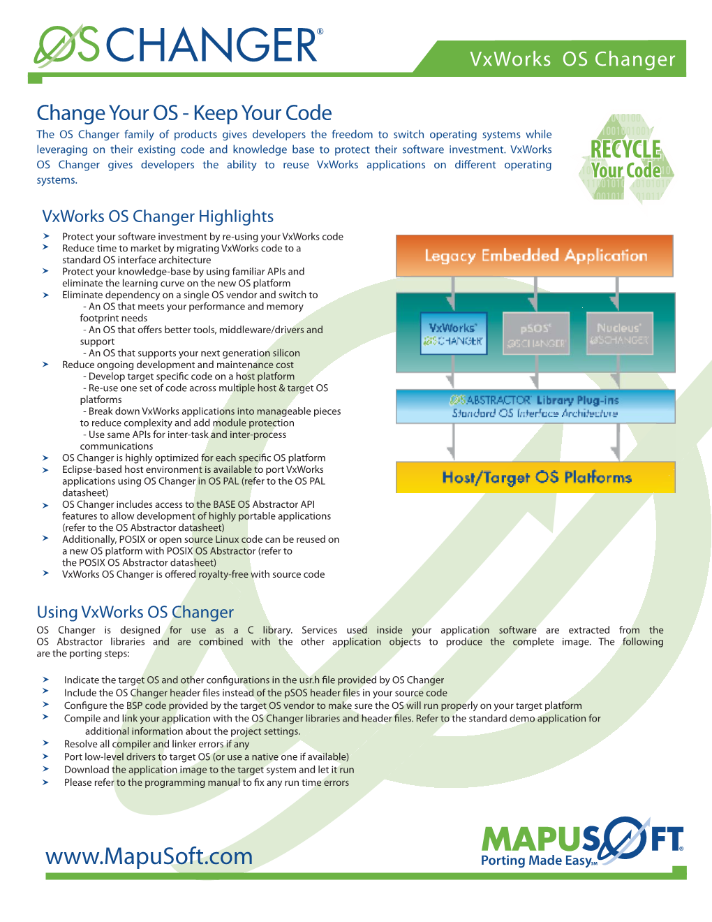 Vxworks OS Changer Gives Developers the Ability to Reuse Vxworks Applications on Diff Erent Operating Systems